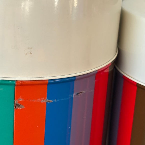 San Remo Colorful Striped Canister Set Mid Century Kitchen Bathroom Storage Tins - Picture 8 of 16